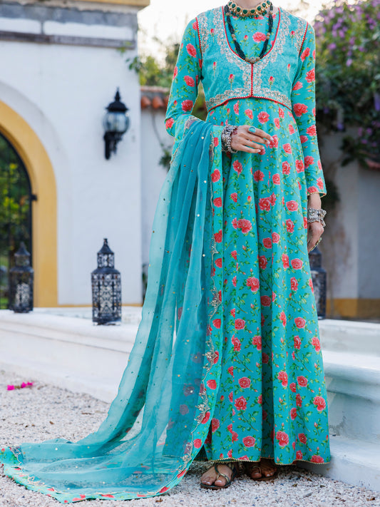 Sea Green Maple Silk 3Pc Stitched - ALP-3PS-2052