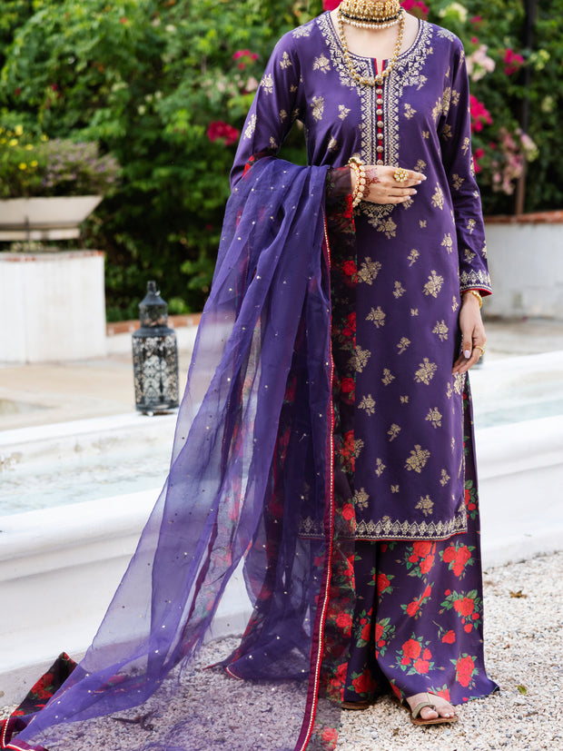 Purple Viscose Jacquard 3 Piece Stitched - ALP-3PS-2054