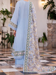 Sky Blue Dobby Net 3 Piece Stitched - ALP-3PS-2058