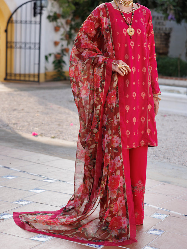 Pink Viscose Jacquard 3 Piece Stitched - ALP-3PS-2065