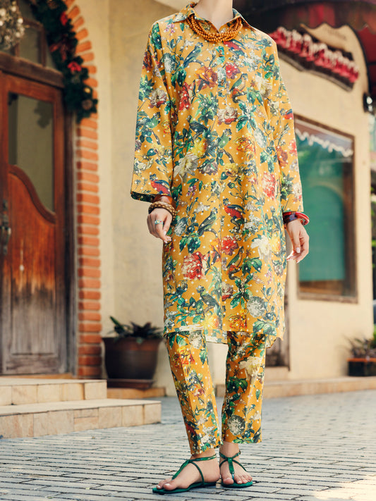 Mustard Lawn Co-ord Set - Front