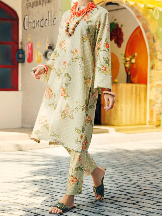 Beige Lawn Co-ord Set - ALP-2PS-SLKS-2070