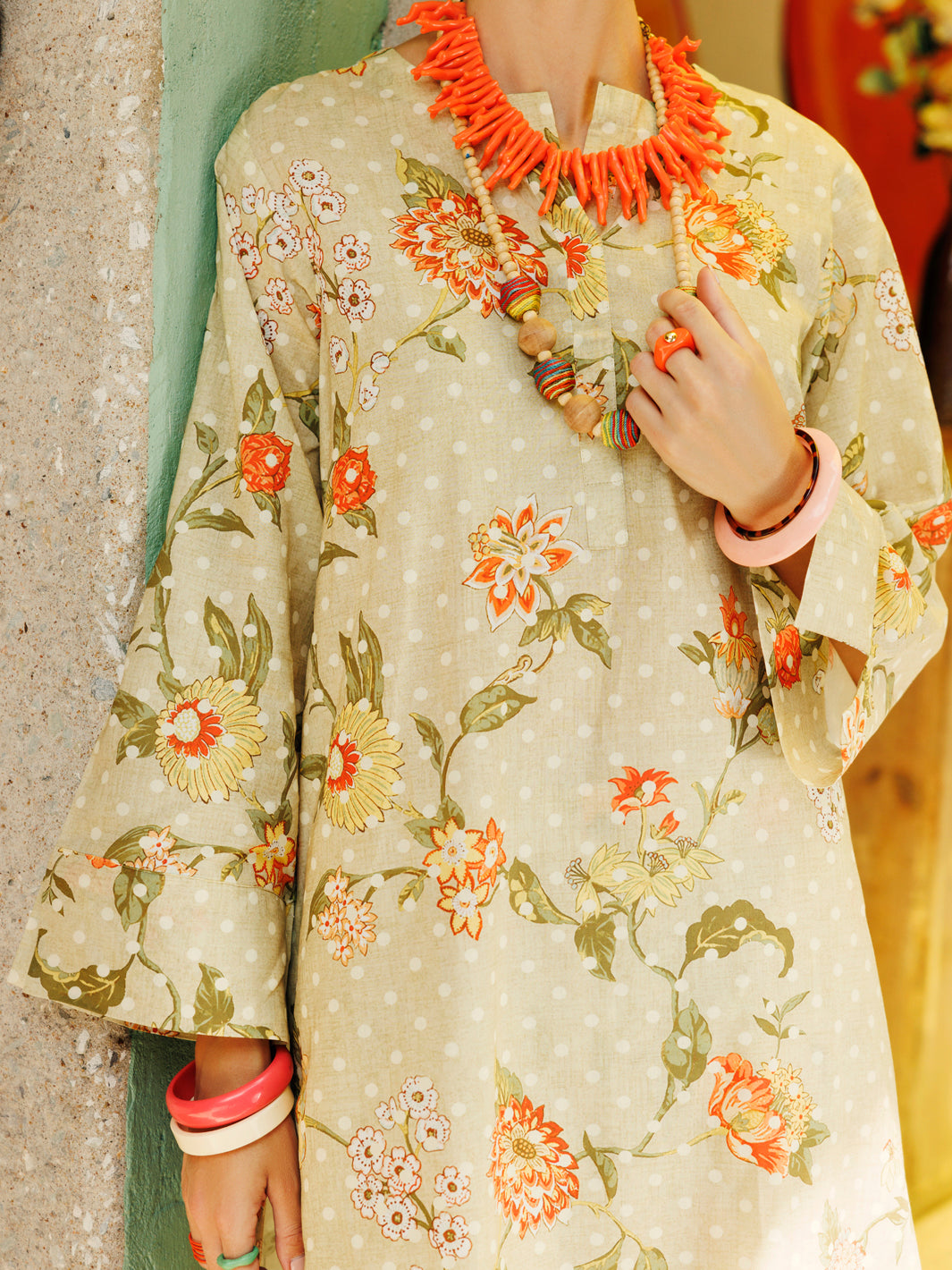 Beige Lawn Co-ord Set - ALP-2PS-SLKS-2070
