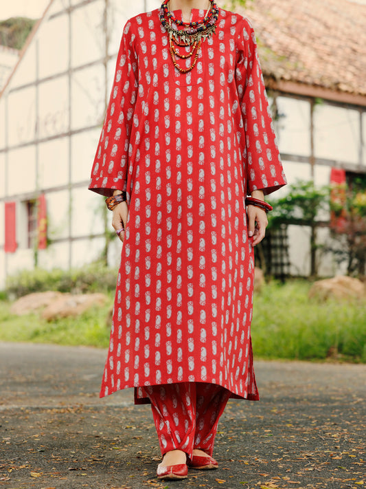 Rust Lawn Co-ord Set - ALP-2PS-SLKS-2072