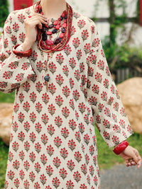 Cream Lawn Co-ord Set - ALP-2PS-SLKS-2073