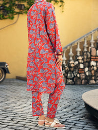 Red Lawn Co-ord Set - ALP-2PS-SLKS-2066