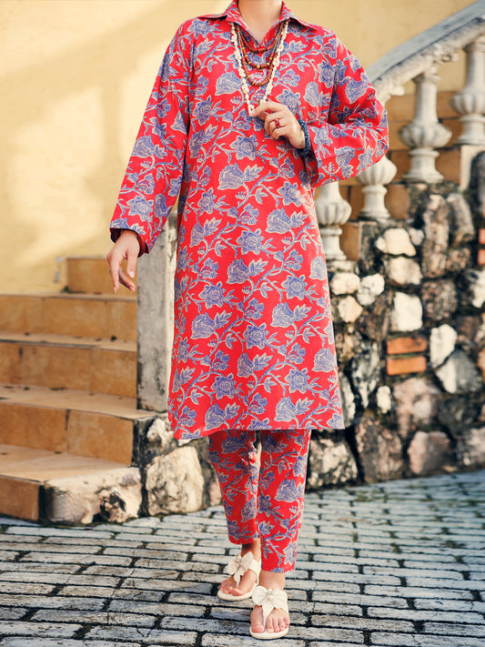 Red Lawn Co-ord Set - ALP-2PS-SLKS-2066