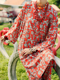 Orange Lawn Co-ord Set - ALP-2PS-SLKS-2080