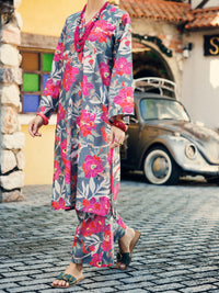 Multicolor Lawn Co-ord Set - ALP-2PS-SLKS-2085