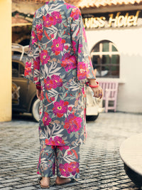 Multicolor Lawn Co-ord Set - ALP-2PS-SLKS-2085