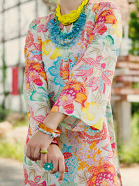 Multicolor Lawn Co-ord Set - ALP-2PS-SLKS-2092