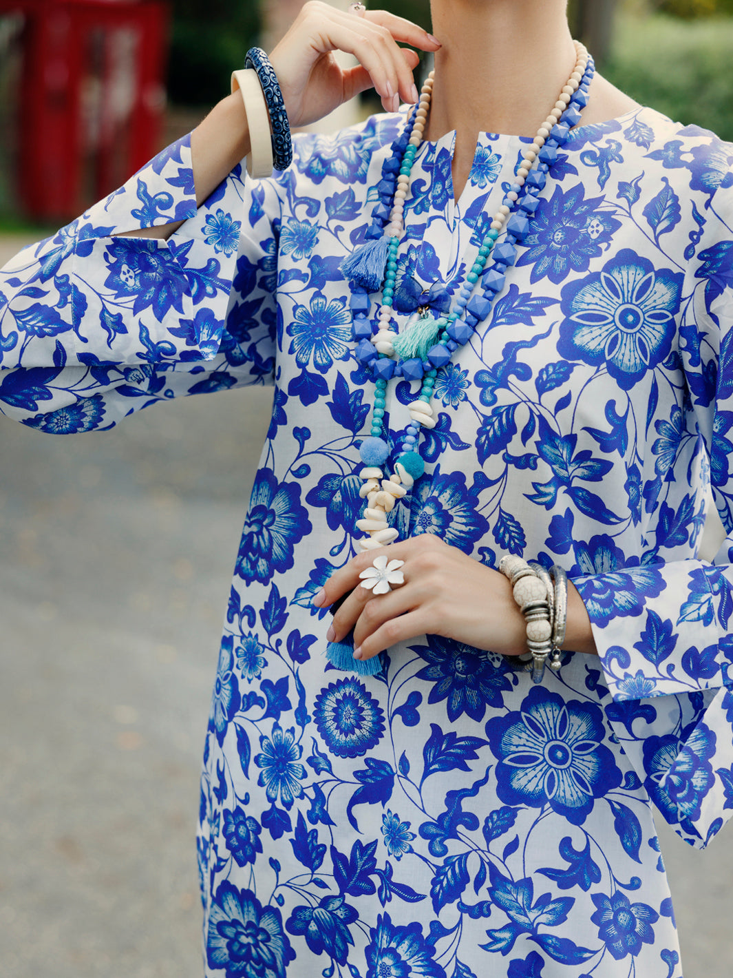 Blue Lawn Co-ord Set - ALP-2PS-SLKS-2093