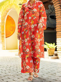 Orange Lawn Co-ord Set - ALP-2PS-SLKS-2094