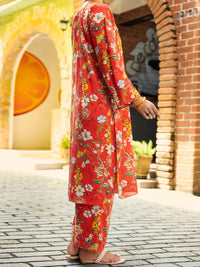 Orange Lawn Co-ord Set - ALP-2PS-SLKS-2094