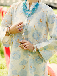 Sky Blue Lawn Co-ord Set - ALP-2PS-SLKS-2095