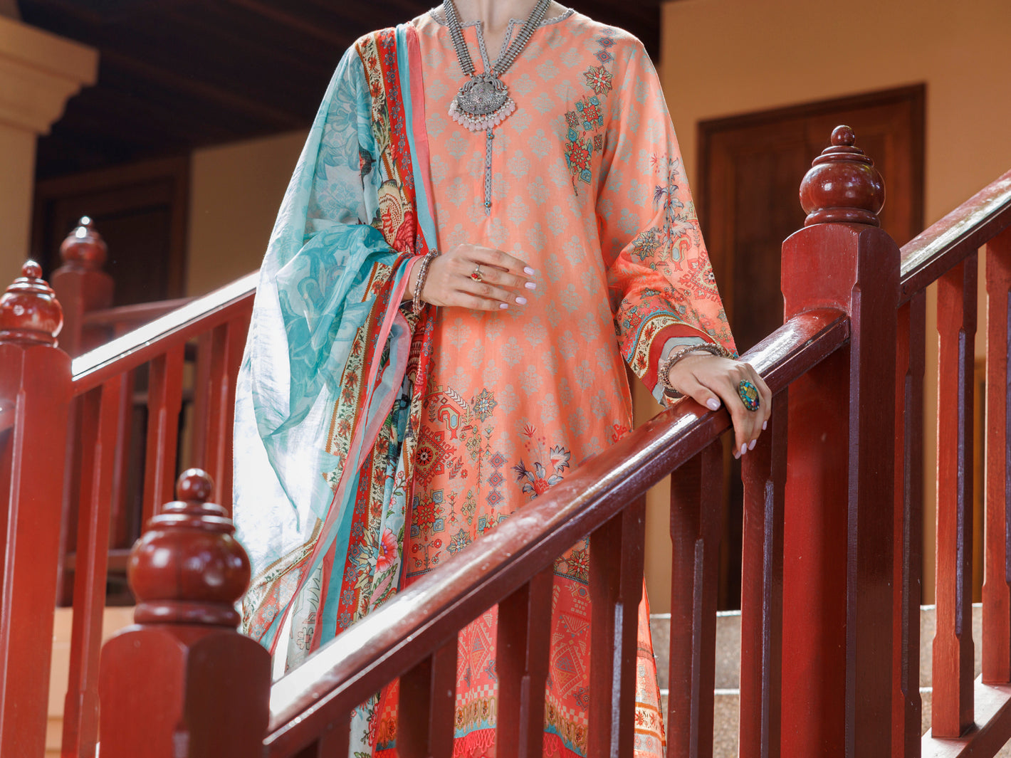 Peach Lawn 3Pc Stitched - ALP-3PS-2097