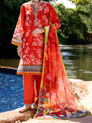 Orange Lawn 3 Piece Stitched - ALP-3PS-2098