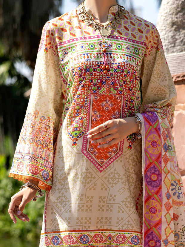 Beige Lawn 3 Piece Stitched - ALP-3PS-2099