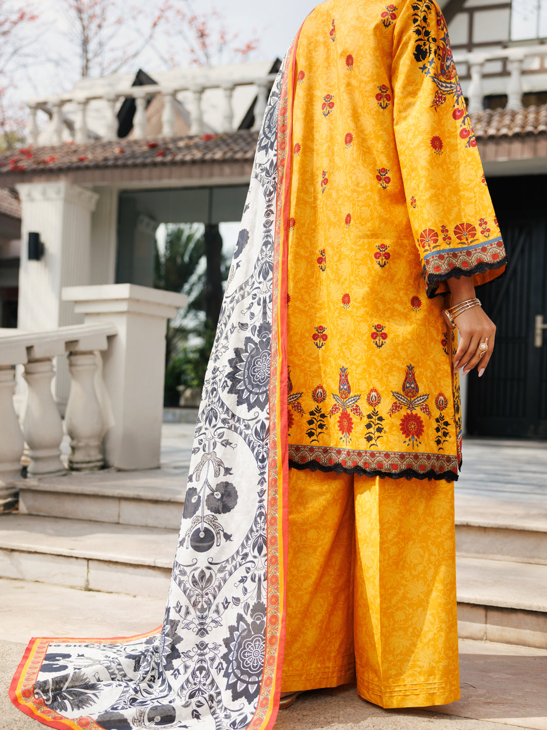 Mustard Lawn 3 Piece Stitched - ALP-3PS-2114