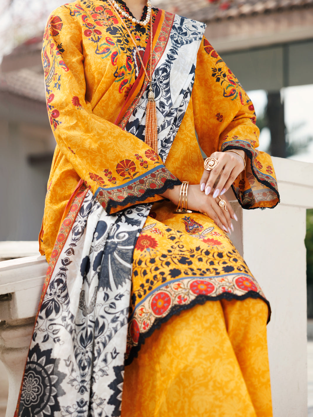 Mustard Lawn 3 Piece Stitched - ALP-3PS-2114