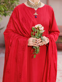 Red Cotton Dobby 3Pc Stitched - ALP-3PS-2133