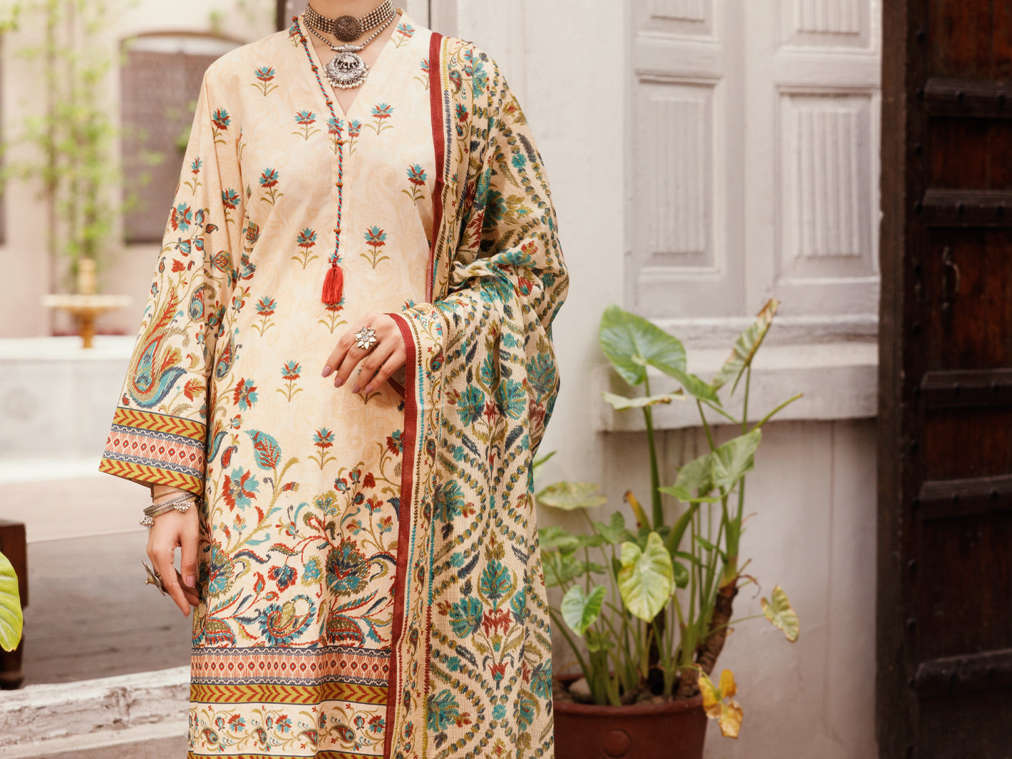 Beige Cambric 3Pc Stitched - ALP-3PS-2135