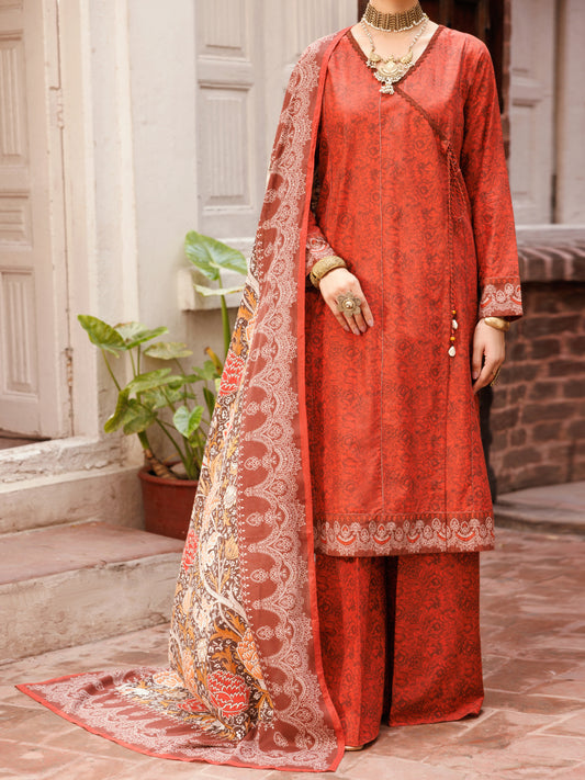 Maroon Printed Lawn 3Pc Stitched - ALP-3PS-2144