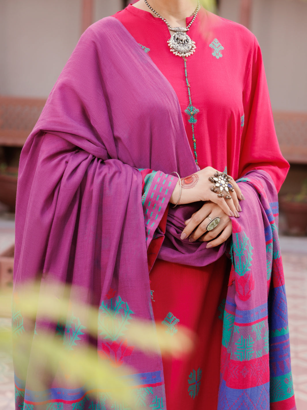 Fuchsia Yarn Dyed 3Pc Unstitched - ALP-3PS-2153