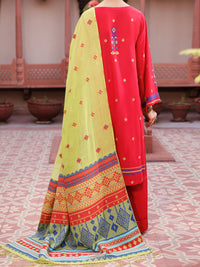 Red Yarn Dyed 3Pc Unstitched - ALP-3PS-2154