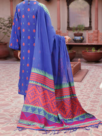 Blue Yarn Dyed 3Pc Unstitched - ALP-3PS-2155