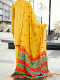 Mustard Dobby Yarn Dyed 3Pc Stitched - ALP-3PS-2158