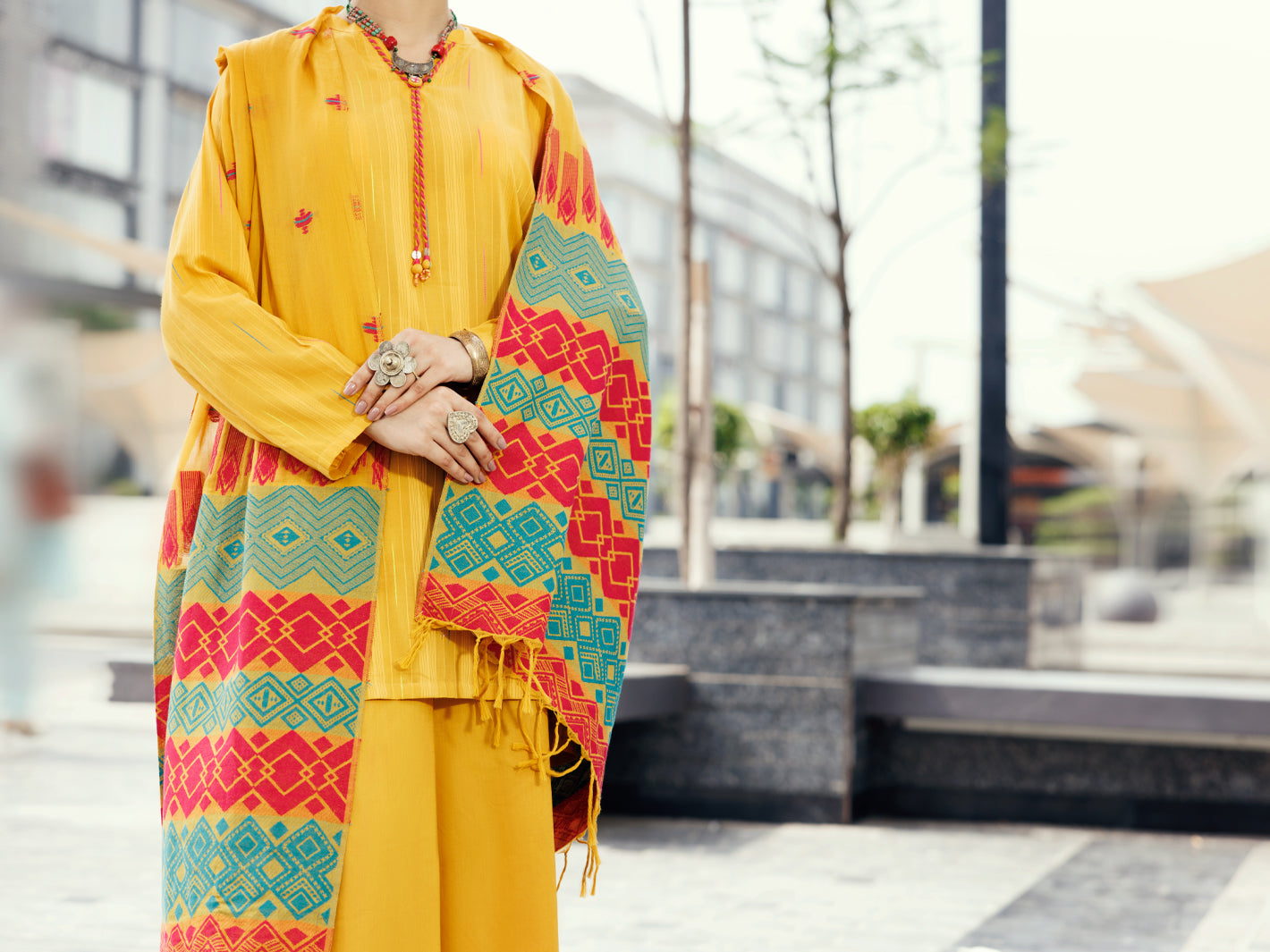 Mustard Yarn Dyed 3Pc Unstitched - ALP-3PS-2158