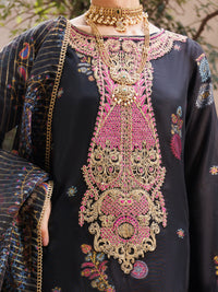Black Paper Cotton Jacquard 3Pc Stitched - ALP-3PS-2161