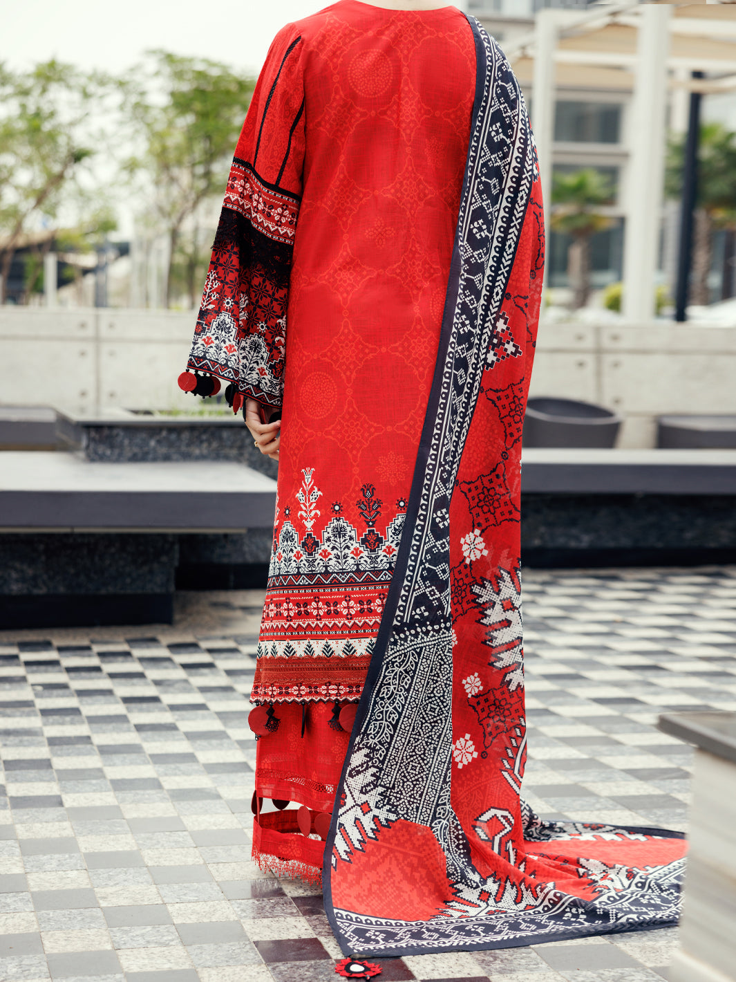 Red Cambric 3Pc Unstitched - ALP-3PS-2204