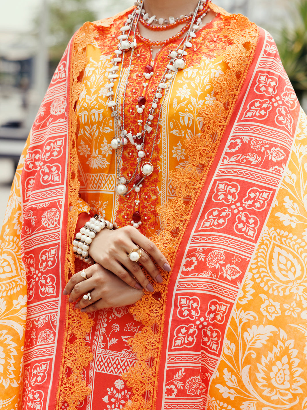 Orange Cambric 3Pc Unstitched - ALP-3PS-2210