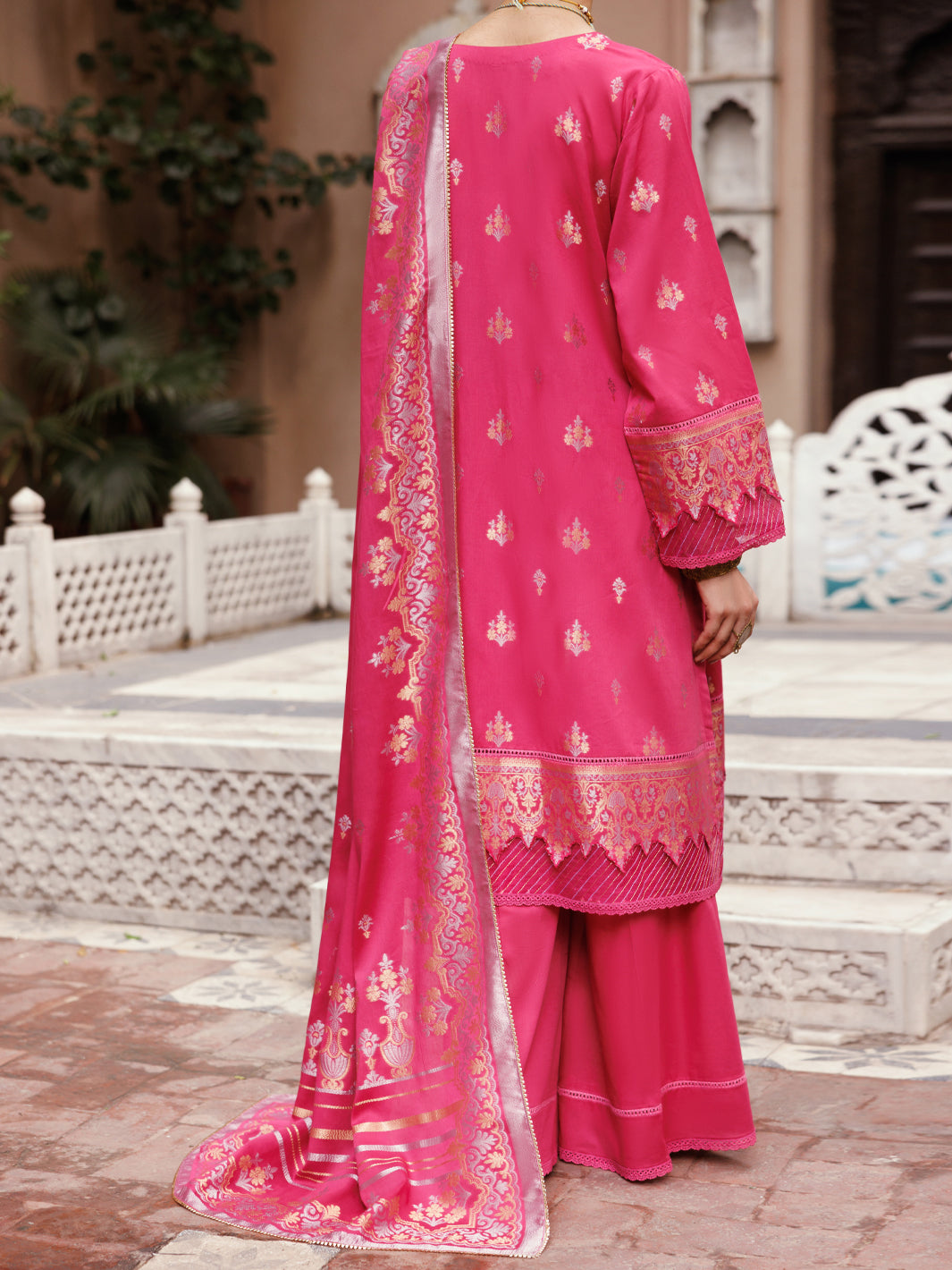 Fuchsia Viscose Jacquard 3Pc Unstitched - ALP-3PS-2228