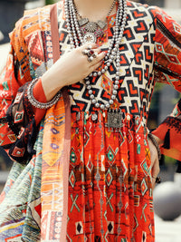 Orange Cambric 2Pc Unstitched - ALP-2PS-SLKD-UN-2268