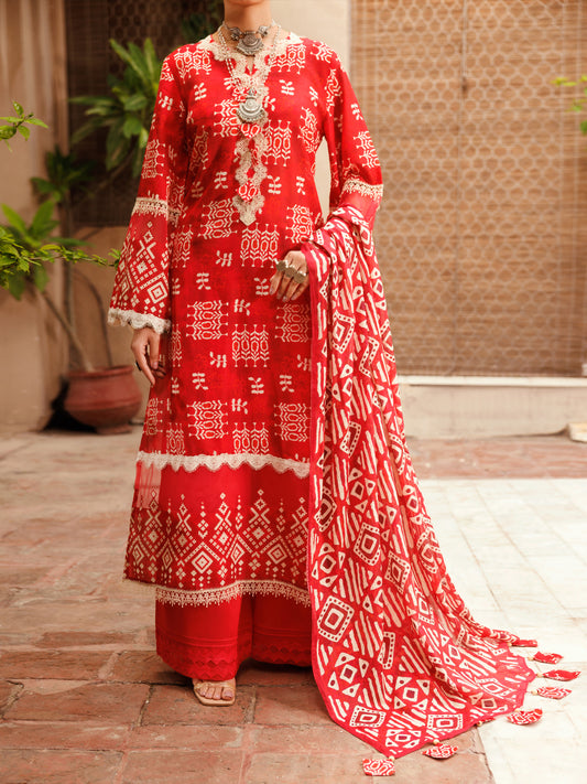 Red Lawn 3Pc Unstitched - ALP-3PS-2280