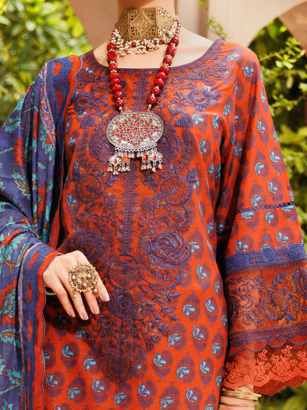 Maroon Lawn 3Pc Unstitched - ALP-3PS-2284