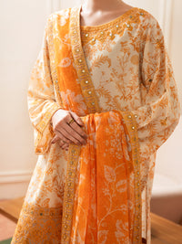 Cream Silk Lawn Stitched 3Pc - ALP-3PS-2334