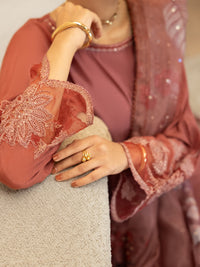 Pink Sheesha Silk Stitched 3Pc - ALP-3PS-2370