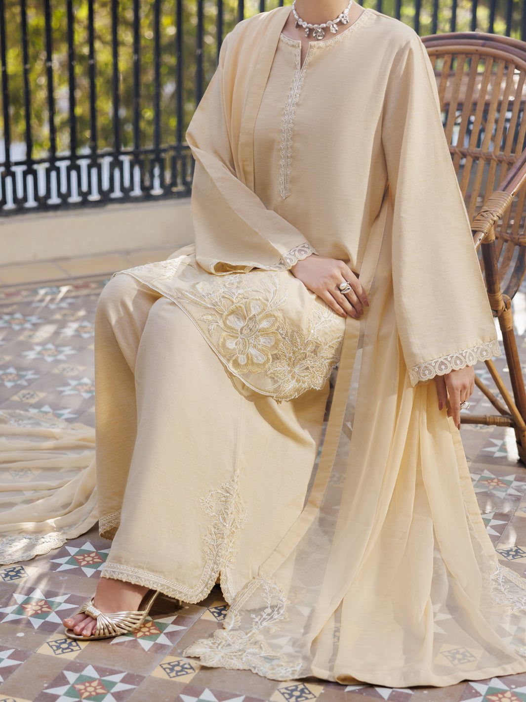 Beige Yarn Dyed Stitched 3PC - ALP-3PS-2611