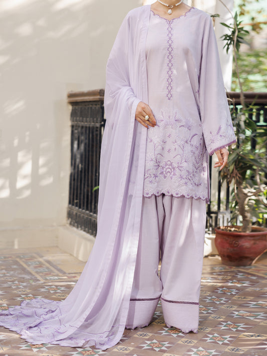 Lilac Yarn Dyed Stitched 3PC - ALP-3PS-2612