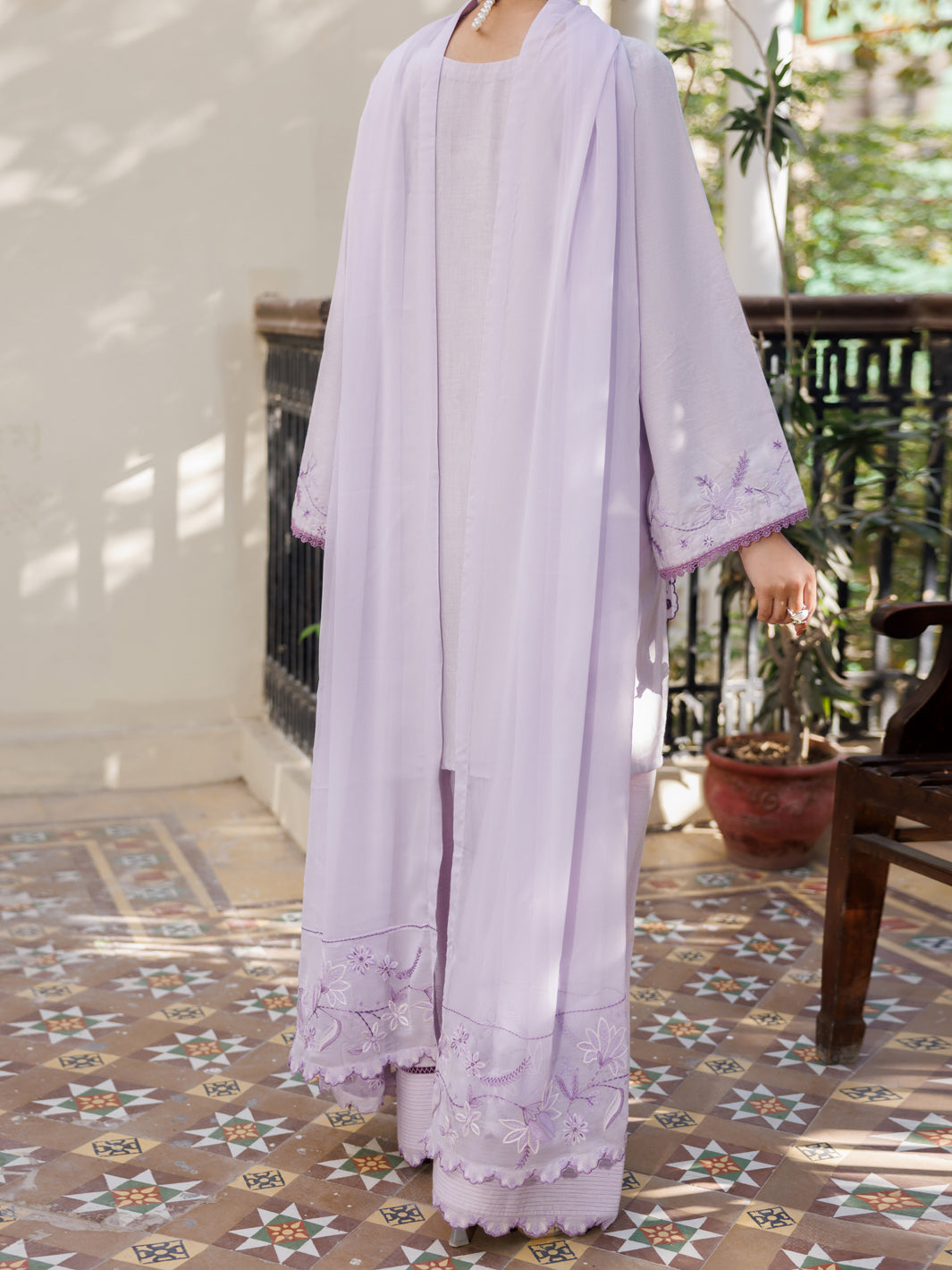 Lilac Yarn Dyed Stitched 3PC - ALP-3PS-2612
