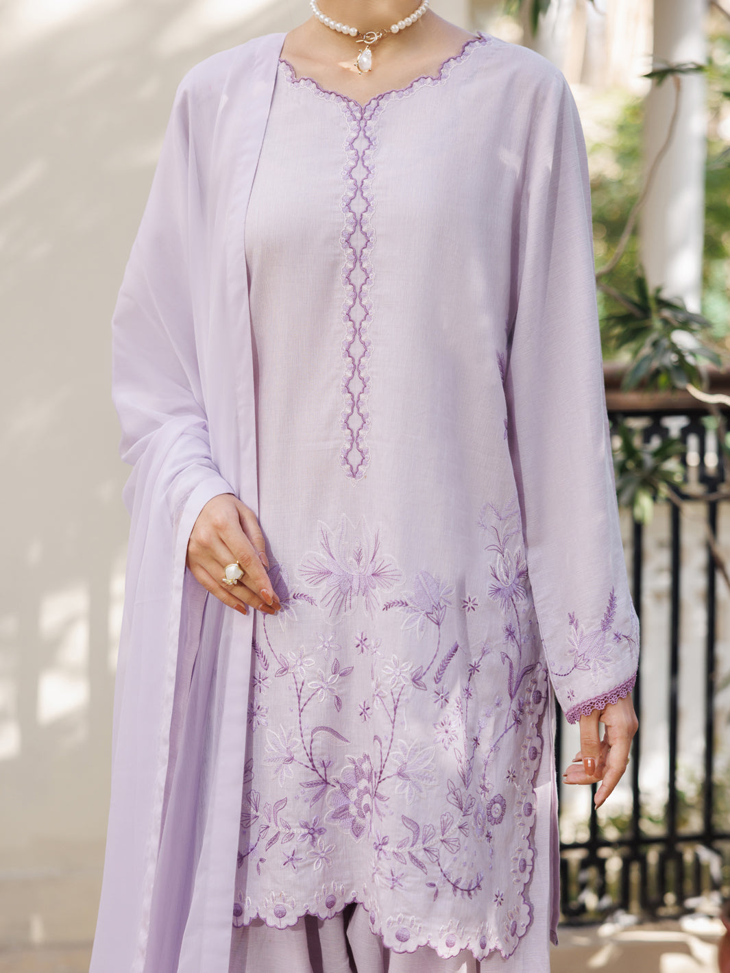 Lilac Yarn Dyed Stitched 3PC - ALP-3PS-2612