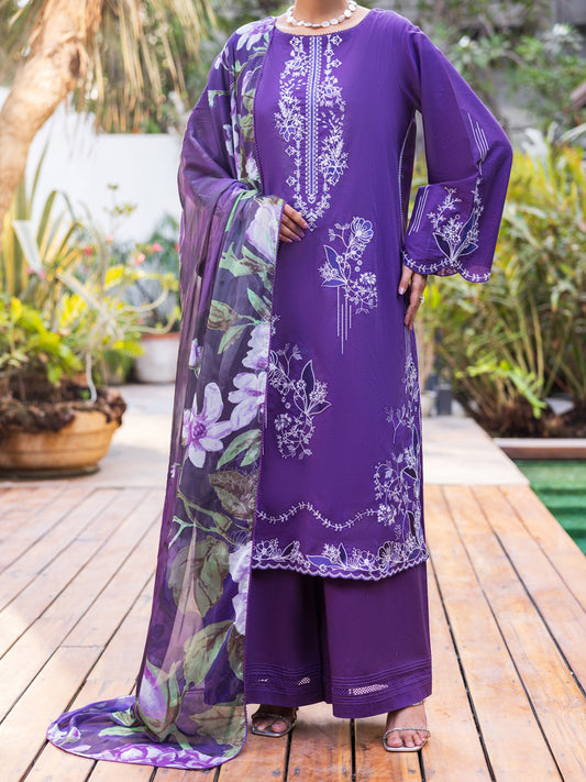 Blue Lawn Dyed Stitched 3PC - ALP-3PS-2623