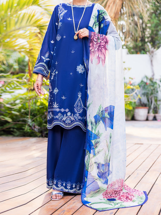 Blue Lawn Dyed Stitched 3PC - ALP-3PS-2626