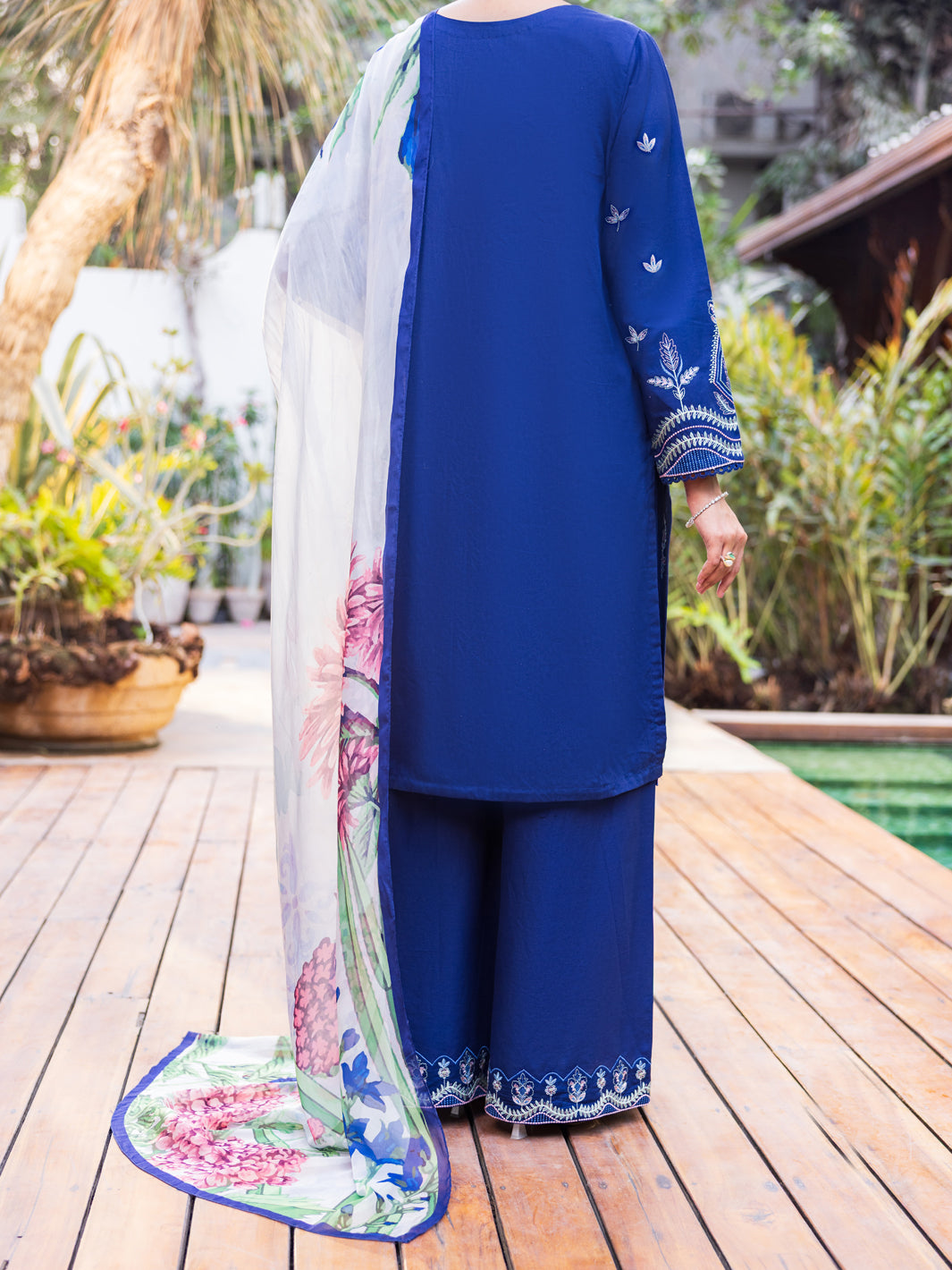 Blue Lawn Dyed Stitched 3PC - ALP-3PS-2626
