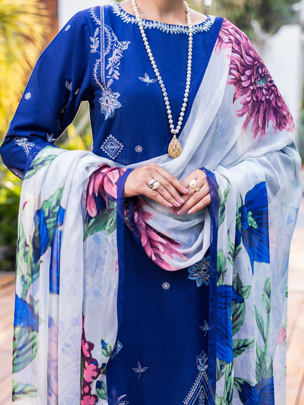 Blue Lawn Dyed Stitched 3PC - ALP-3PS-2626