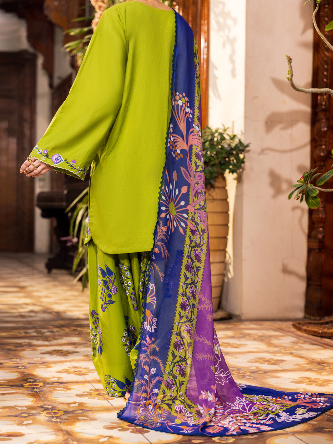 Parrot Green Cotton 3Pc Stitched - ALP-3PS-2630